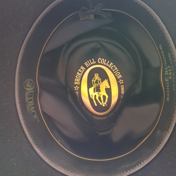 Akubra The Broken Hill Collection 7 3/8" Black Felt Outback Western Ridge Runner - Picture 7 of 10